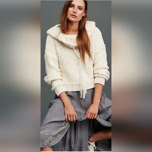 Free People Cream Cowl Neck Sweater